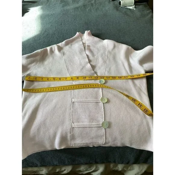 “Vintage” LIGHT PINK Shawl Collar; Cardigan Sweater; XL; sophisticated - Picture 9 of 11